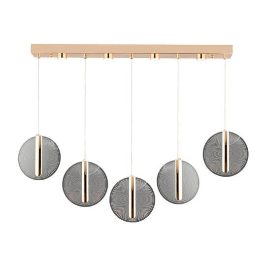 Apliqa Dustin 5li Sıralı 3 Renk 75 Watt Gold Kristal Ledli Modern Oturma Odası Salon Sarkıt Avize