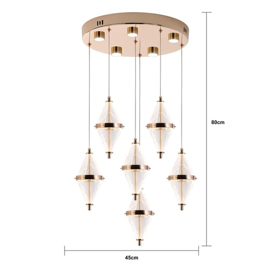 Apliqa Edward 6lı 70 Watt Yuvarlak Gold Ledli Modern Salon Avize