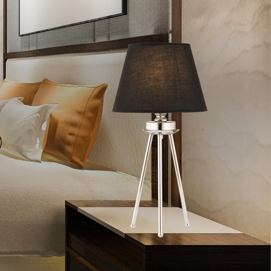 Apliqa Epona Siyah Şapkalı Krom Modern Dekoratif Salon Abajur