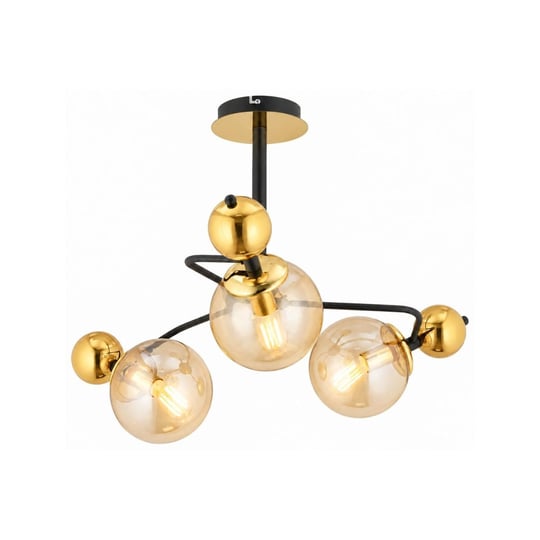 Apliqa Florit 3lü Siyah Gold Modern Oturma Odası Salon Avize