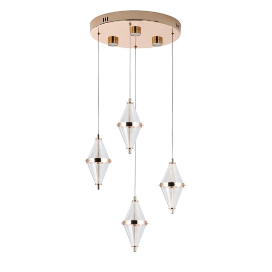 Apliqa Harold 4lü 24 Watt Yuvarlak Gold Ledli Modern Salon Avize