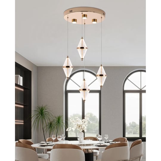 Apliqa Harold 4lü 24 Watt Yuvarlak Gold Ledli Modern Salon Avize