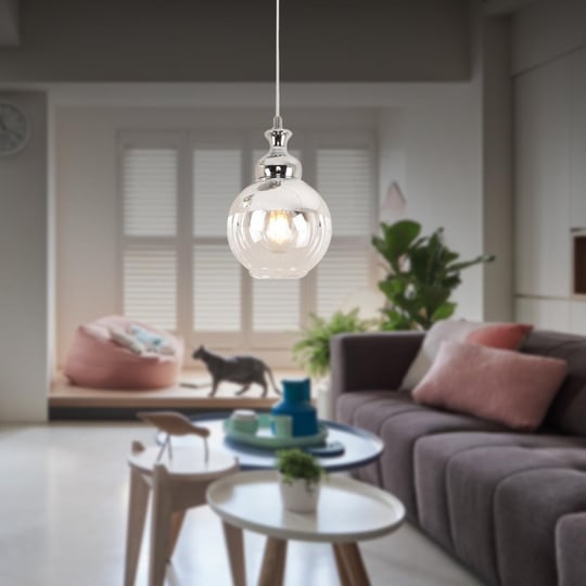 Apliqa Leon Tekli Krom Sarkıt Salon Avize Çap:15cm
