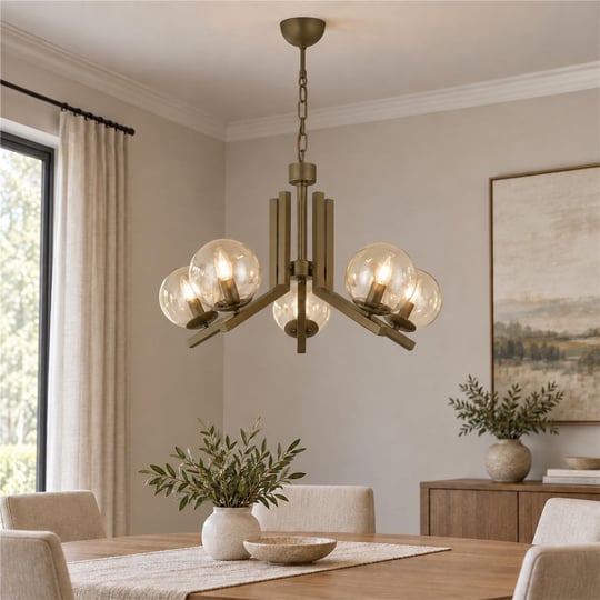 Apliqa Mikel 5 Lü Komple Eskitme Boyalı Bal Camlı Modern Retro Sarkıt Yatak Odası Salon Avize