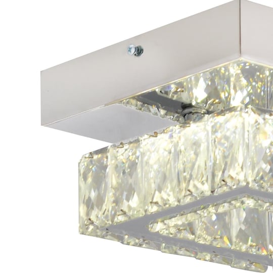 Apliqa Modina Tek Katlı Krom 3 Renkli 20 Watt Ledli 3 Renkli Kristalli Taşlı Modern Tasarım Led Kristal Salon Avize