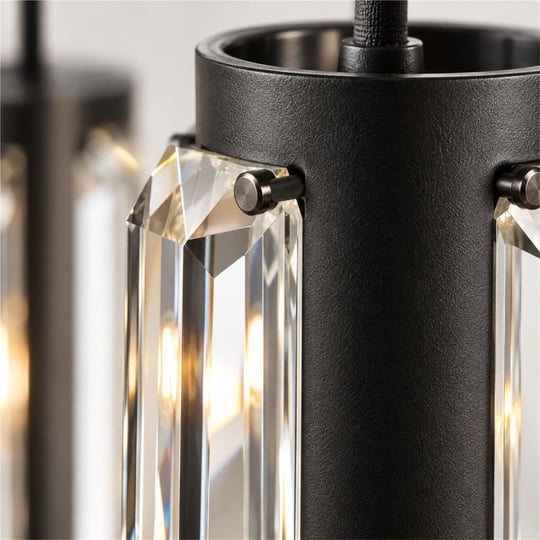 Apliqa Natali 8 Li Yuvarlak Siyah Modern Kristalli, Taşlı Modern Tasarım Kristal Salon Sarkıt Avize