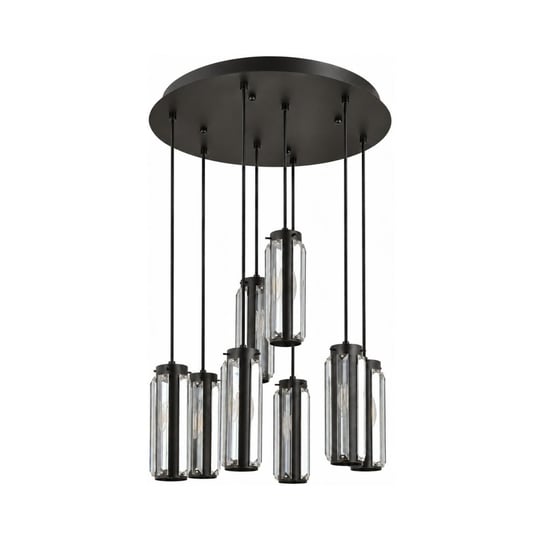 Apliqa Natali 8 Li Yuvarlak Siyah Modern Kristalli, Taşlı Modern Tasarım Kristal Salon Sarkıt Avize