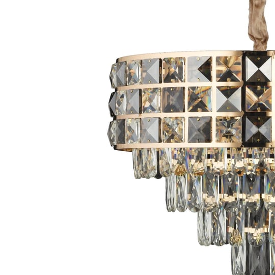 Apliqa Orrel 8li Gold Kristal Taşlı Modern Oturma Odası Salon Sarkıt Avize