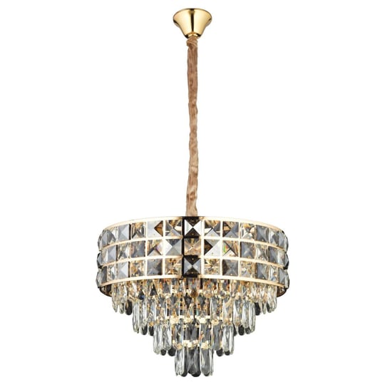 Apliqa Orrel 8li Gold Kristal Taşlı Modern Oturma Odası Salon Sarkıt Avize