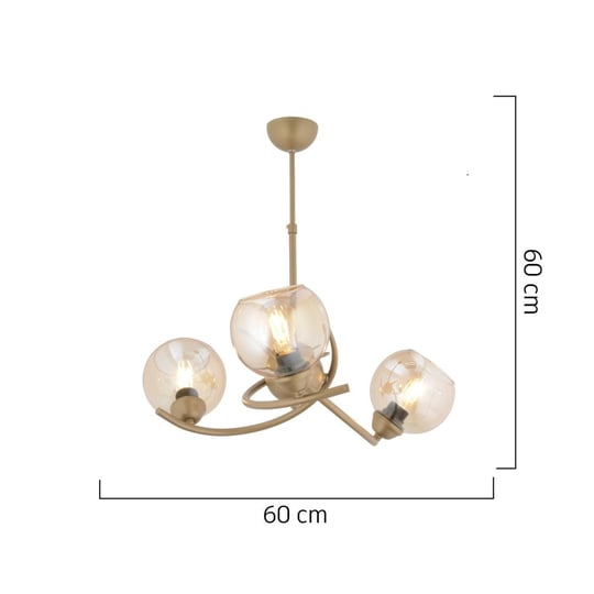 Apliqa Pireal 3lü Yuvarlak Eskitme Bal Camlı Modern Oturma Odası Salon Avize