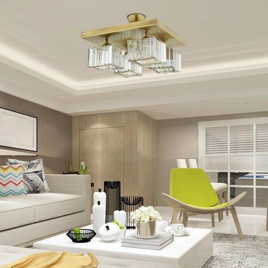 Apliqa Rivia 4 Lü Eskitme Plafonyer Kristalli Taşlı Modern Tasarım Kristal Salon Avize