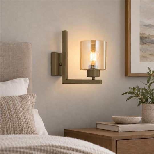 Apliqa Tasse Eskitme Boyalı Duvar Lambası Yatak Odası-yatak Başı-banyo İçin Bal Camlı Modern Aplik