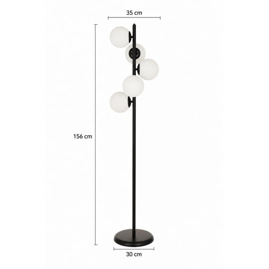 Apliqa Uzel 5li Siyah Modern Tasarım Metal Lambader