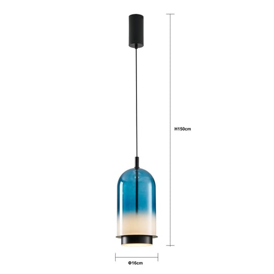 Apliqa Velmio Modern Cam Tekli Led Sarkıt Avize Mavi