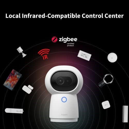 Aqara Hub G3 Kamera, AI Destekli Güvenlik Kamerası, Yüz ve Hareket Tanıma, Ev Kamerası, 360° Görüş Açısı, 2K Yüksek Çözünürlük, HomeKit Alexa Google Asistan IFTTT Uyumlu, Beyaz