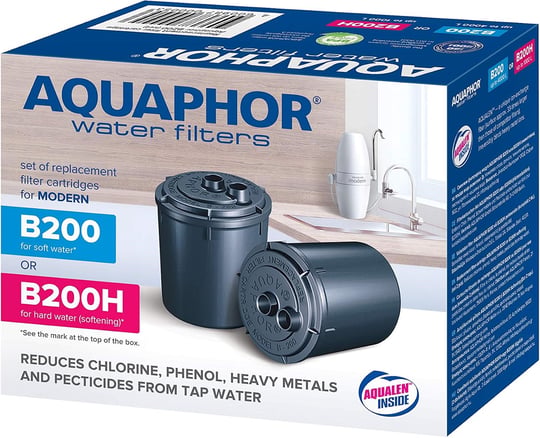 Aquaphor 4600987002149 Paket 2 Kartuş B200H Sert Su için, Plastik