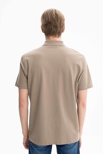 Ar-ma Erkek Polo Yaka Kısa Kollu Gömlek Regular Fit%100 Pamuk Penye Pike Düğme Kapamalı Cepsiz Y25374351101 Gri-Bej G8