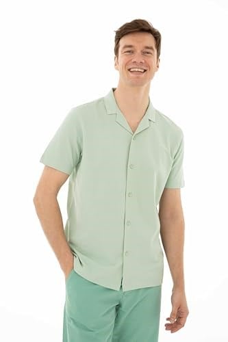 Ar-ma Erkek Polo Yaka Kısa Kollu Gömlek Regular Fit%100 Pamuk Penye Pike Düğme Kapamalı Cepsiz Y25374351101 Yeşil-Y2