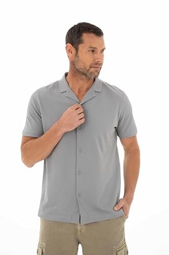 Ar-ma Erkek Polo Yaka Kısa Kollu Gömlek Regular Fit%100 Pamuk Penye Pike Düğme Kapamalı Cepsiz Y25374351101 Gri-G2