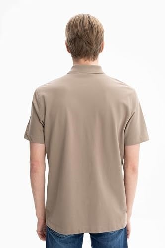 Ar-ma Erkek Polo Yaka Kısa Kollu Gömlek Regular Fit%100 Pamuk Penye Pike Düğme Kapamalı Cepsiz Y25374351101 Gri-Bej G8