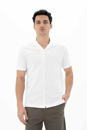 Ar-ma Erkek Polo Yaka Kısa Kollu Gömlek Regular Fit%100 Pamuk Penye Pike Düğme Kapamalı Cepsiz Y25374351101 Beyaz-B1