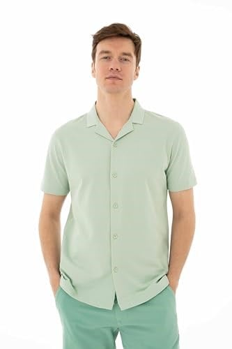 Ar-ma Erkek Polo Yaka Kısa Kollu Gömlek Regular Fit%100 Pamuk Penye Pike Düğme Kapamalı Cepsiz Y25374351101 Yeşil-Y2