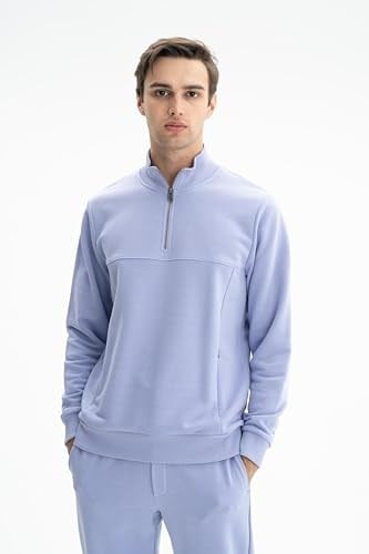 Ar-ma Erkek Yarim Fermuar Sweatshirt Basic Baskisiz Yandan Fermuar Cepli Örme Kumaş Regular Fit%75 Pamuk%25 Polyester 30/1 3 İplik Şardonsuz K26404626301