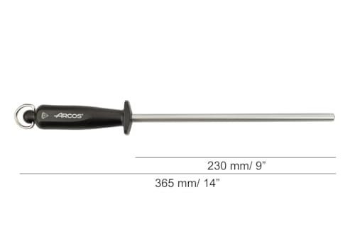 ARCOS Steela 230mm Karbon Çelik ve Elmastan Üretilmiş Manuel Bıçak Bileyici. Ergonomik Polipropilen Saplı Profesyonel Kalemtıraş. Sağlak ve sollak. Siyah Renk