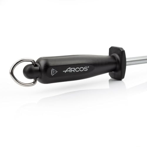ARCOS Steela 230mm Karbon Çelik ve Elmastan Üretilmiş Manuel Bıçak Bileyici. Ergonomik Polipropilen Saplı Profesyonel Kalemtıraş. Sağlak ve sollak. Siyah Renk