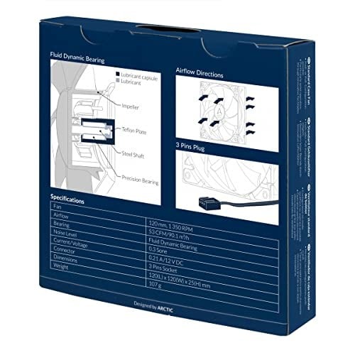 ARCTIC F12 - PC fanı, 120 mm standart kasa fanı, sessiz fan, standart gövdeli kasa fanı, itme veya çekme yapılandırması mümkün, 1350 rpm - siyah - Seçenekler: 1 adet, 5 adet