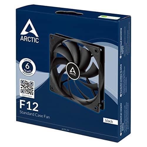 ARCTIC F12 - PC fanı, 120 mm standart kasa fanı, sessiz fan, standart gövdeli kasa fanı, itme veya çekme yapılandırması mümkün, 1350 rpm - siyah - Seçenekler: 1 adet, 5 adet