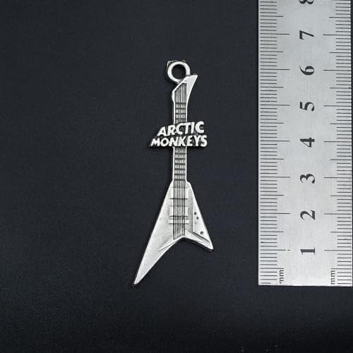 Arctic Monkeys Elektro Gitar Deri ip Kolye - Gümüş Kaplama - Kadın Erkek Kolye - No:1040