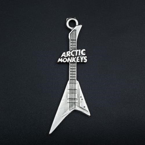 Arctic Monkeys Elektro Gitar Deri ip Kolye - Gümüş Kaplama - Kadın Erkek Kolye - No:1040