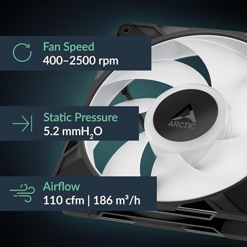 Arctic P14 Pro A-RGB (Siyah) - Güçlü Premium Fan, Y-Kablo Bölmeli 140 mm PWM Fan, 400-2500 RPM, 0 RPM <% 5 PWM, 5V Dijital RGB, Akışkan Dinamik Rulman - Siyah