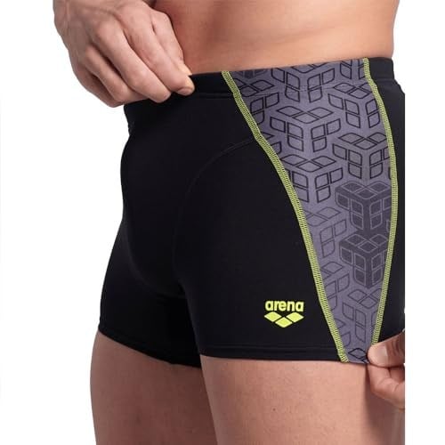 Arena Mens Arena Camo Kikko Swim Short Mayo, Black-Black Multi, 85