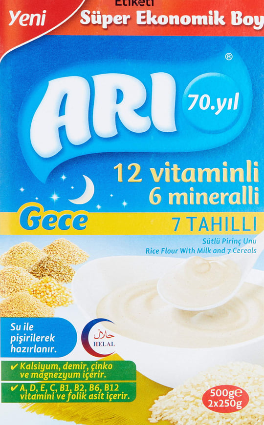 Arı Mama 12 Vitaminli 6 Mineralli Sütlü 7 Tahıllı Pirinçli Gece