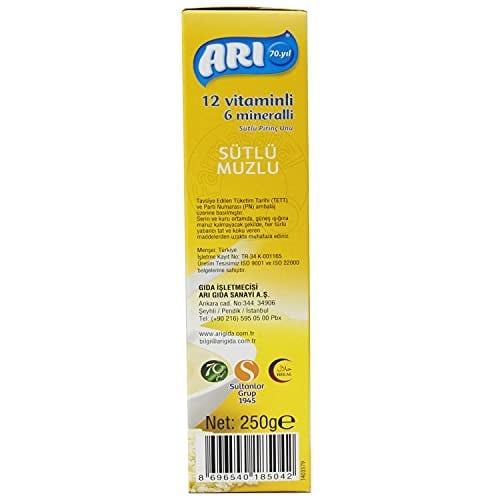 Arı Mama 12 Vitaminli 6 Mineralli Sütlü Muzlu,250 Gr
