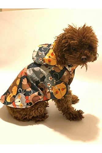 Aria Pet Boutique Su Geçirmez Hayvan Desenli Yağmurluk (Medium)