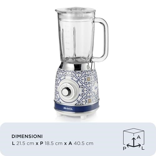 Ariete Capri Cam Smoothie Blender 0583/0C - 1000 Watt, 1,5 Litre Kapasiteli Cam Sürahi, Buz Kırma Fonksiyonu, 4 Paslanmaz Çelik Bıçak, Ani Parçalama Fonksiyonu