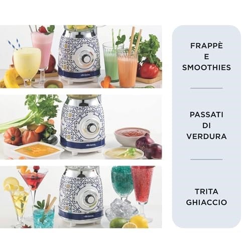 Ariete Capri Cam Smoothie Blender 0583/0C - 1000 Watt, 1,5 Litre Kapasiteli Cam Sürahi, Buz Kırma Fonksiyonu, 4 Paslanmaz Çelik Bıçak, Ani Parçalama Fonksiyonu