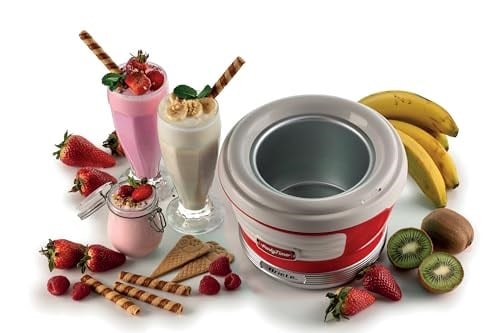 Ariete Party Time Dondurma Yapma Makinesi Kırmızı 0643/00 - Ice Cream Maker, 30 dakikada Dondurma Hazırlama,1,5 Litre Kapasite, 12 Watt