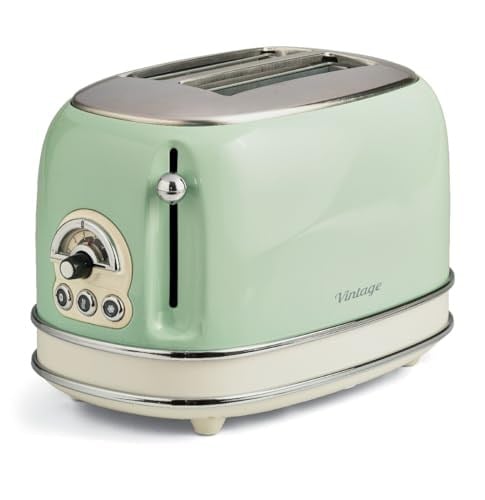 Ariete Vintage Ekmek Kızartma Makinesi 2 Dilim Yeşil 0155/14-810 Watt, Metal Gövde, 2 Dilim Kapasite, Buz Çözme, Isıtma, 6 Kızartma Ayarı, Kolay Temizlik, Çıkarılabilir Kırıntı Tepsisi