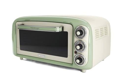 Ariete Vintage Fırın Yeşil 0979/04 - Pizza Fırını, 1380 Watt, 18 Litre Kapasite, 3 Pişirme Fonksiyonu, Paslanmaz Çelik Hazne, 60 Dakika Zamanlayıcı, Çift Cam, 230°C ye Kadar Sıcaklık, Kolay Temizleme