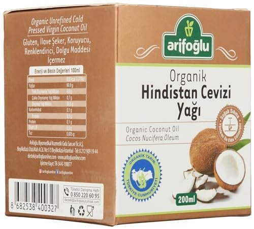 Arifoğlu Organik Hindistan Cevizi Yağı (200 ml) - Seçenekler: 50 ml, 200 ml