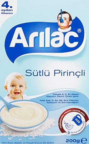 ARILAC Instant Ek Gıda Sütlü Pirinçli 200 G - Seçenekler: 7 Tahıllı Gece, Sütlü Muzlu, Sütlü Pirinçli, 200 g...
