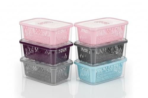 Arsimo 6lı Süzgeçli Fresh Saklama Kabı Seti 1.6 Lt Plastik Saklama Set 6 Adet