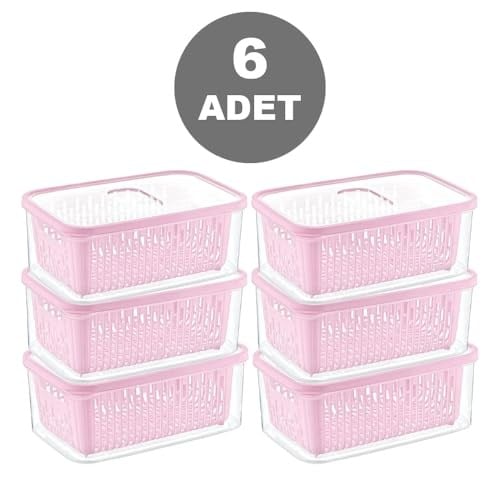 Arsimo 6lı Süzgeçli Fresh Saklama Kabı Seti 1.6 Lt Plastik Saklama Set 6 Adet