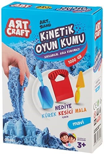Art Craft 03691 Aksesuarlı Kinetik Oyun Kumu, Mavi, 1000 gr