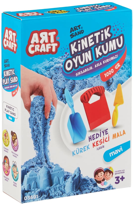 Art Craft 03691 Aksesuarlı Kinetik Oyun Kumu, Mavi, 1000 gr