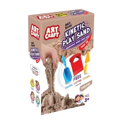Art Craft 3690 Aksesuarlı Naturel Kinetik Oyun Kumu, 3+ yaş, 1000 gr, Kahverengi